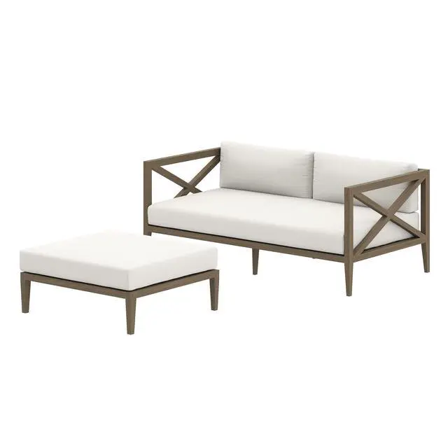 Main image of Northlake Outdoor Patio Teak Wood Loveseat and Ottoman Set by Modway