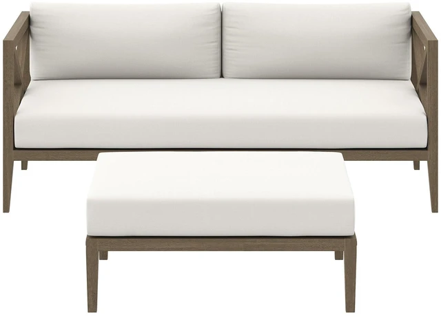Alt view image 5 of 7 - Northlake Outdoor Patio Teak Wood Loveseat and Ottoman Set by Modway