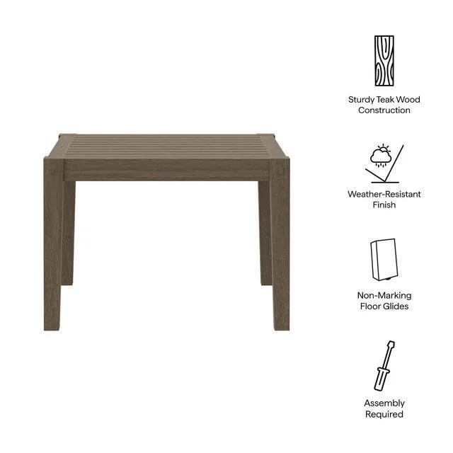 Alt view image 3 of 7 - Northlake Square Outdoor Patio Teak Side Table