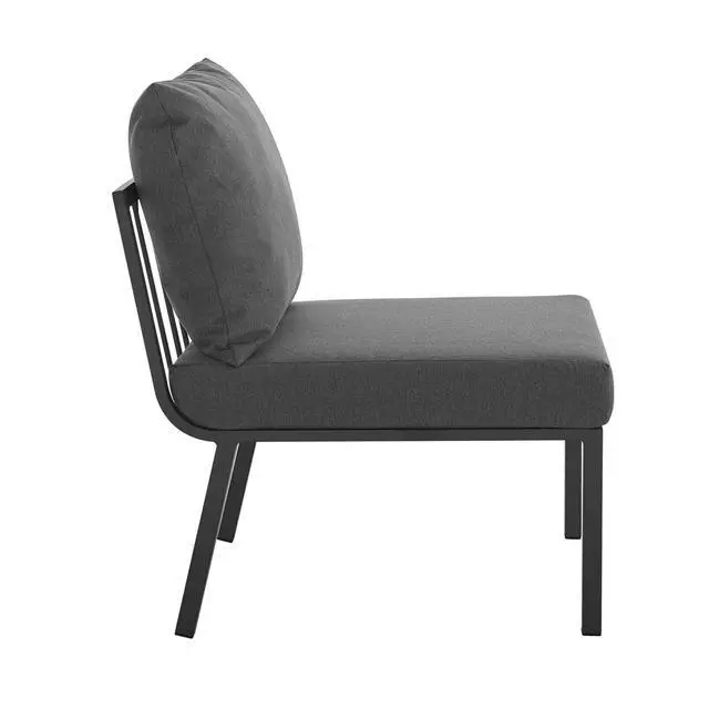 Alt view image 8 of 13 - Riverside Outdoor Patio Aluminum Armless Chair Gray Charcoal