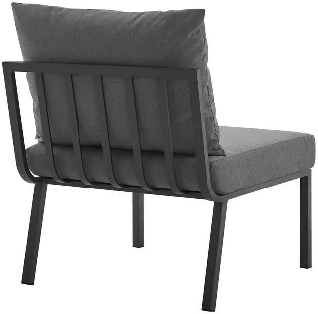 Alt view image 9 of 13 - Riverside Outdoor Patio Aluminum Armless Chair Gray Charcoal