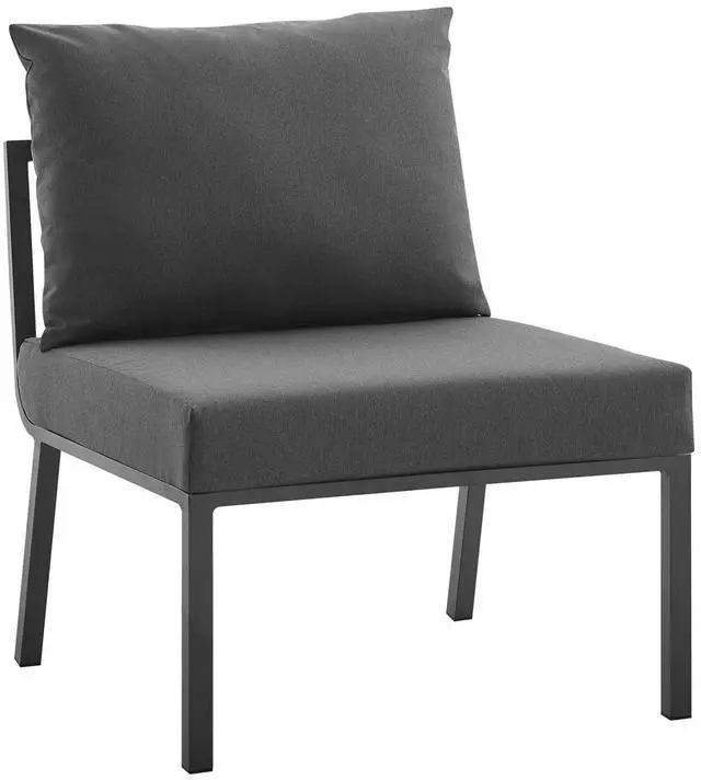 Alt view image 7 of 13 - Riverside Outdoor Patio Aluminum Armless Chair Gray Charcoal