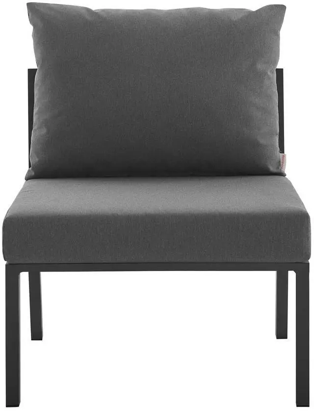 Alt view image 10 of 13 - Riverside Outdoor Patio Aluminum Armless Chair Gray Charcoal