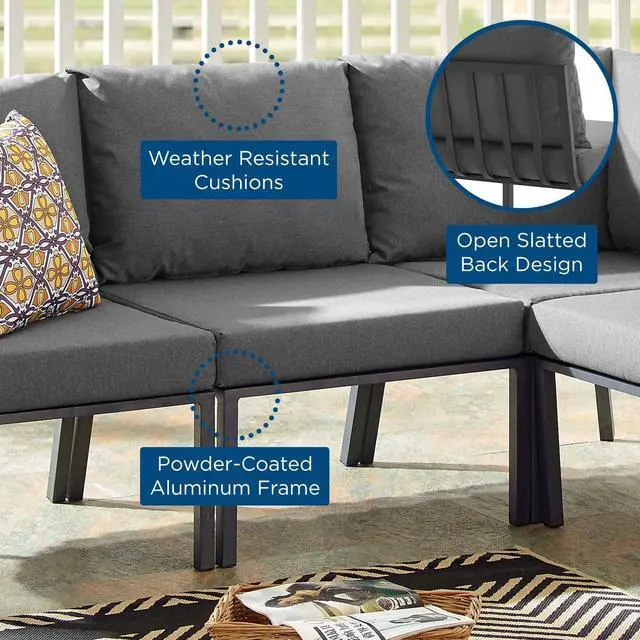 Alt view image 12 of 13 - Riverside Outdoor Patio Aluminum Armless Chair Gray Charcoal