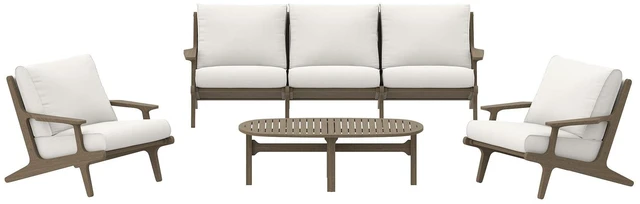 Main image of Saratoga 4-Piece Outdoor Patio Teak Wood Furniture Set by Modway