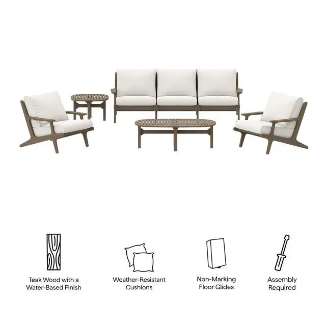 Alt view image 5 of 7 - Saratoga 4-Piece Outdoor Patio Teak Wood Furniture Set by Modway