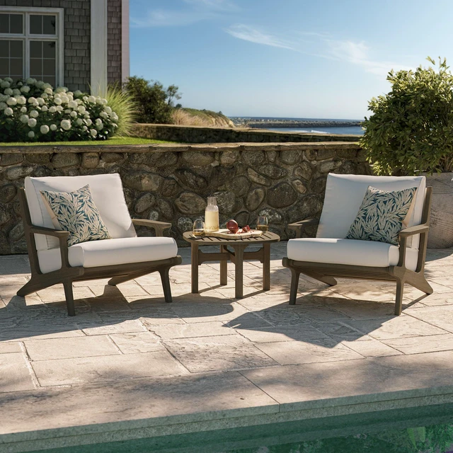Alt view image 7 of 7 - Saratoga 3-Piece Outdoor Patio Teak Wood Furniture Set with Lounge Chairs and Side Table by Modway