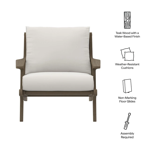 Alt view image 3 of 7 - Saratoga Outdoor Patio Teak Wood Armchair by Modway