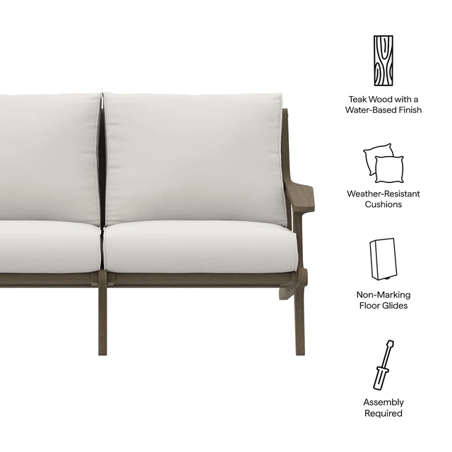Alt view image 3 of 7 - Saratoga Outdoor Patio Teak Wood Loveseat by Modway