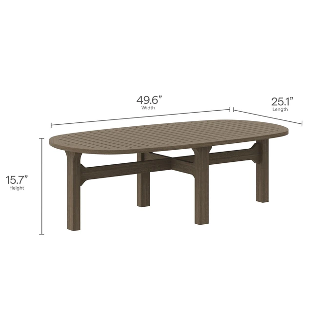 Alt view image 2 of 7 - Saratoga Oval Outdoor Patio Teak Wood Coffee Table