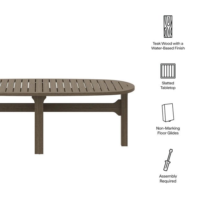 Alt view image 3 of 7 - Saratoga Oval Outdoor Patio Teak Wood Coffee Table