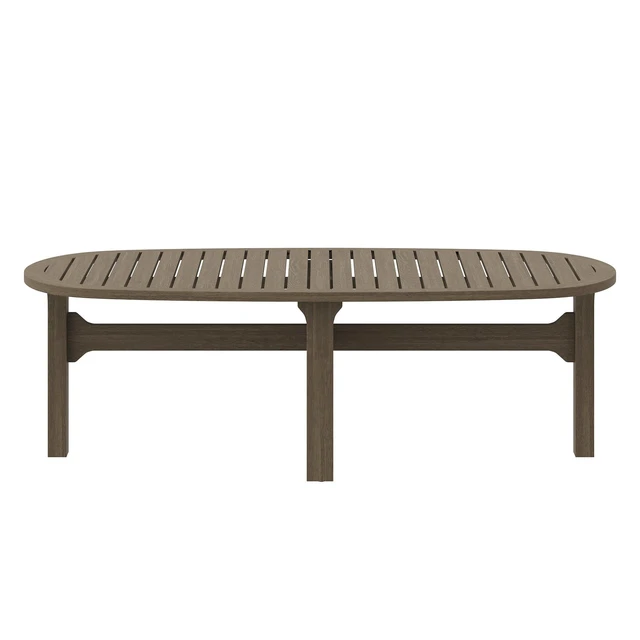 Alt view image 5 of 7 - Saratoga Oval Outdoor Patio Teak Wood Coffee Table