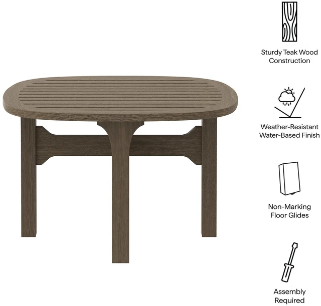 Alt view image 3 of 7 - Saratoga Square Outdoor Patio Teak Wood Side Table
