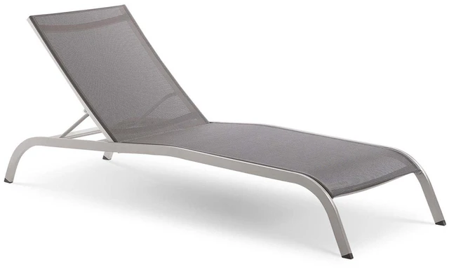 Main image of Savannah 3 Piece Outdoor Patio Mesh Set, Chaise Lounge Chairs, Aluminum, Set of 2 or 4