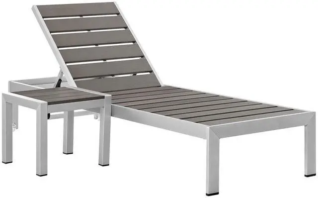 Alt view image 7 of 12 - Shore 2 Piece Outdoor Patio Aluminum Set - Silver Gray