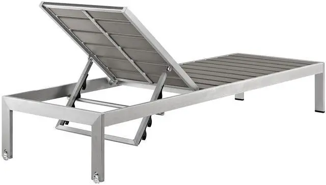 Alt view image 9 of 12 - Shore 2 Piece Outdoor Patio Aluminum Set - Silver Gray