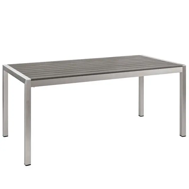 Alt view image 8 of 12 - Shore 3 Piece Outdoor Patio Aluminum Dining Set - Silver Gray