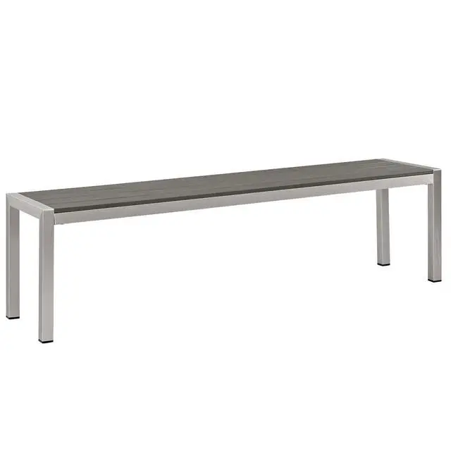 Alt view image 10 of 12 - Shore 3 Piece Outdoor Patio Aluminum Dining Set - Silver Gray