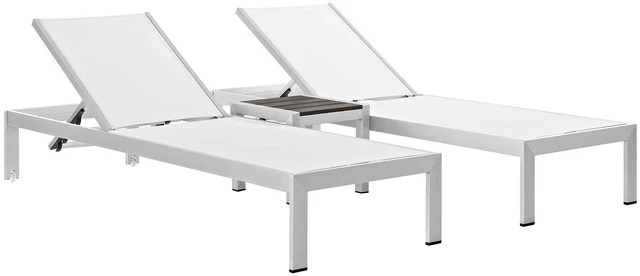 Alt view image 7 of 13 - Shore 3 Piece Outdoor Patio Aluminum Set - Silver White