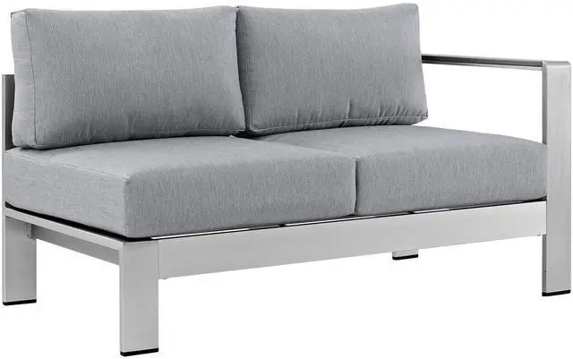 Alt view image 9 of 13 - Shore 4 Piece Outdoor Patio Aluminum Sectional Sofa Set - Silver Gray