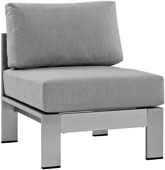 Alt view image 10 of 13 - Shore 5 Piece Outdoor Patio Aluminum Sectional Sofa Set - Silver Gray