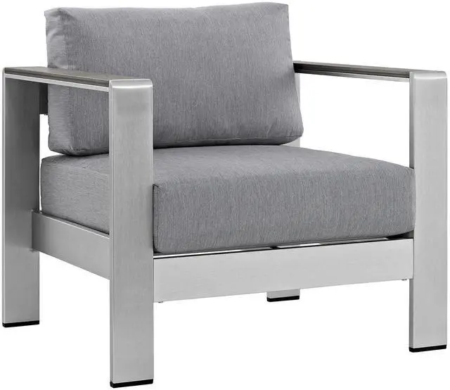 Alt view image 10 of 13 - Shore 5 Piece Outdoor Patio Aluminum Sectional Sofa Set - Silver Gray