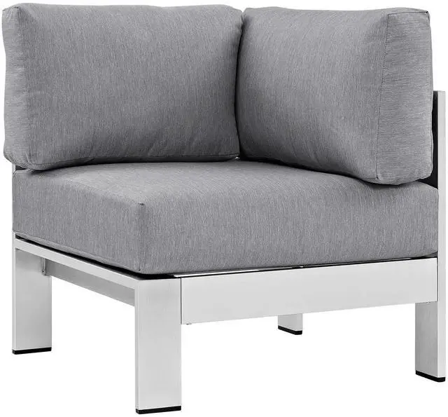 Alt view image 12 of 13 - Shore 6 Piece Outdoor Patio Aluminum Sectional Sofa Set - Silver Gray
