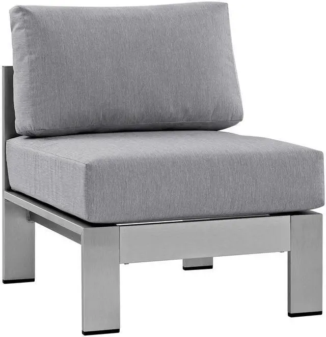 Alt view image 11 of 13 - Shore 6 Piece Outdoor Patio Aluminum Sectional Sofa Set - Silver Gray