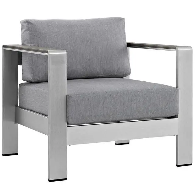 Alt view image 9 of 13 - Shore 6 Piece Outdoor Patio Aluminum Sectional Sofa Set - Silver Gray