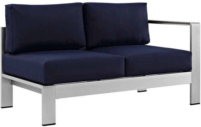 Alt view image 10 of 13 - Shore 7 Piece Outdoor Patio Sectional Sofa Set - Silver Gray