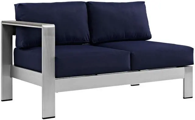 Alt view image 9 of 13 - Shore 7 Piece Outdoor Patio Sectional Sofa Set - Silver Gray