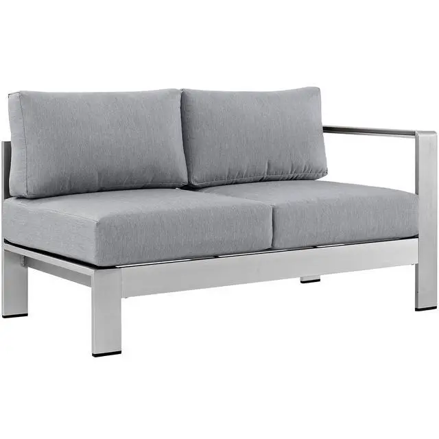 Alt view image 9 of 13 - Shore 7 Piece Outdoor Patio Aluminum Sectional Sofa Set - Silver Gray