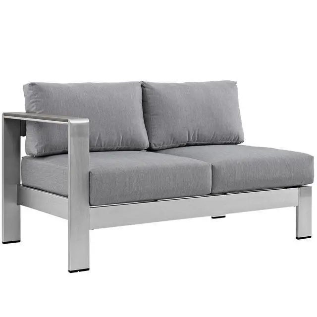 Alt view image 8 of 13 - Shore 7 Piece Outdoor Patio Aluminum Sectional Sofa Set - Silver Gray