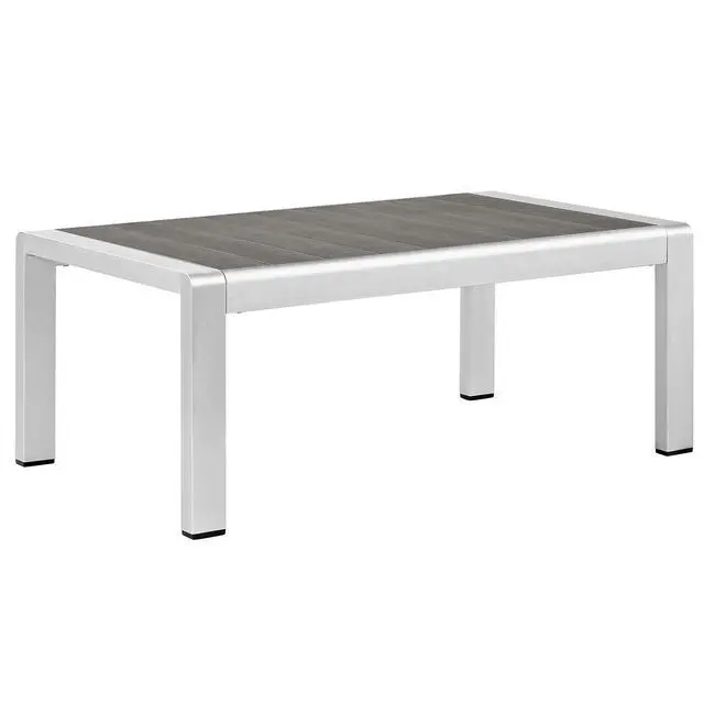 Alt view image 13 of 13 - Shore 7 Piece Outdoor Patio Aluminum Sectional Sofa Set - Silver Gray