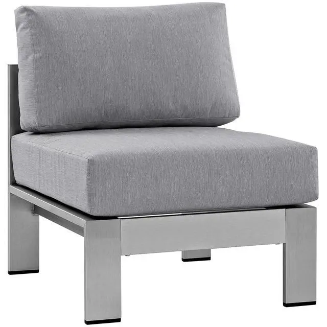 Alt view image 11 of 13 - Shore 7 Piece Outdoor Patio Aluminum Sectional Sofa Set - Silver Gray