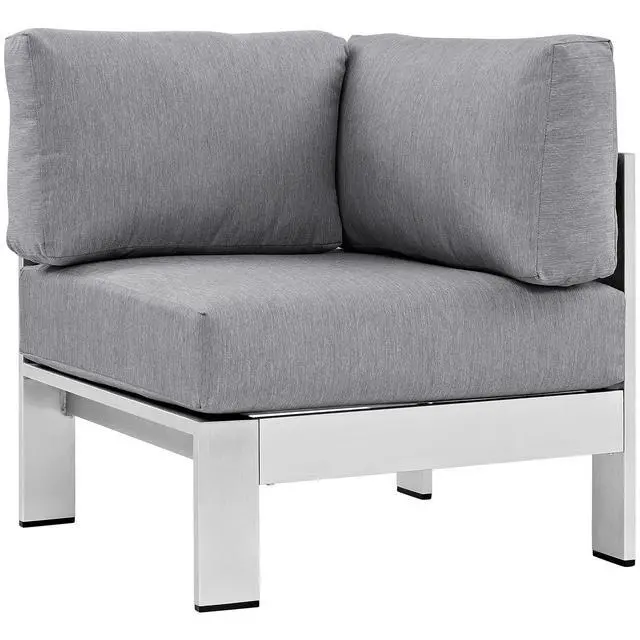 Alt view image 12 of 13 - Shore 7 Piece Outdoor Patio Aluminum Sectional Sofa Set - Silver Gray