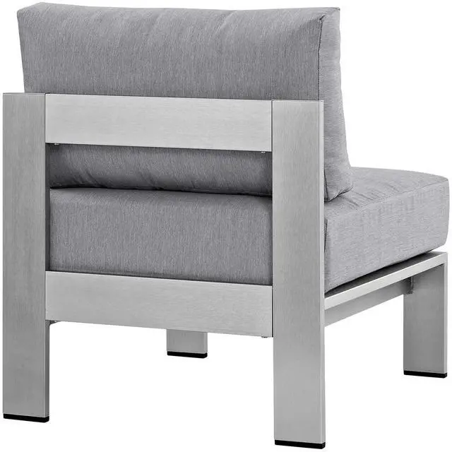 Alt view image 7 of 9 - Shore Armless Outdoor Patio Aluminum Chair - Silver Gray