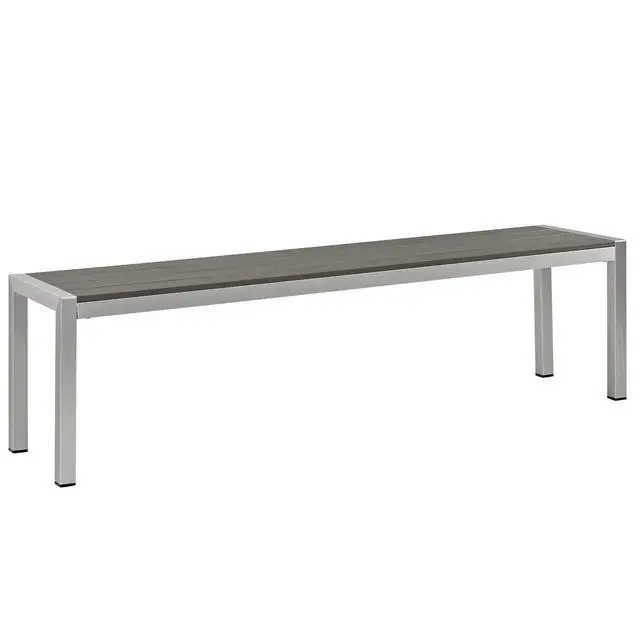 Alt view image 5 of 8 - Shore Outdoor Patio Aluminum Bench - Silver Gray