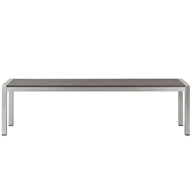 Alt view image 6 of 8 - Shore Outdoor Patio Aluminum Bench - Silver Gray