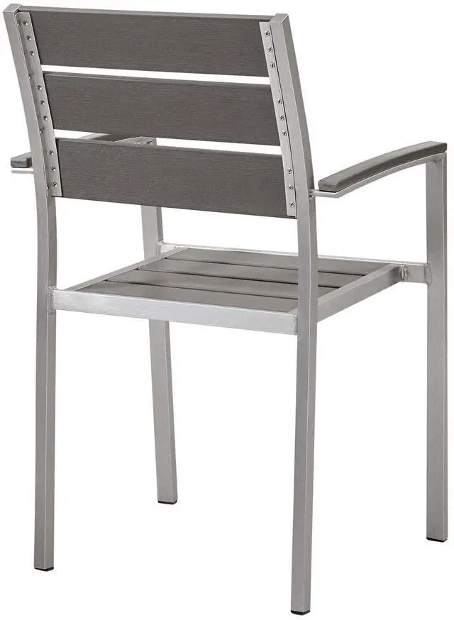 Alt view image 7 of 8 - Shore Outdoor Patio Aluminum Dining Armchair Set of 2 Silver Gray