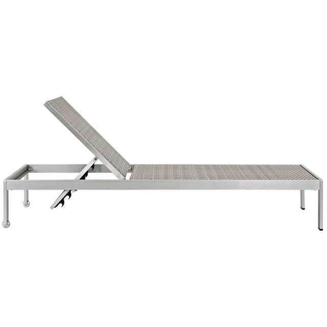 Alt view image 6 of 8 - Shore Outdoor Patio Aluminum Rattan Chaise - Silver Gray