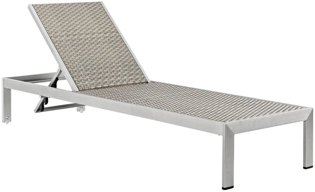 Alt view image 5 of 8 - Shore Outdoor Patio Aluminum Rattan Chaise - Silver Gray