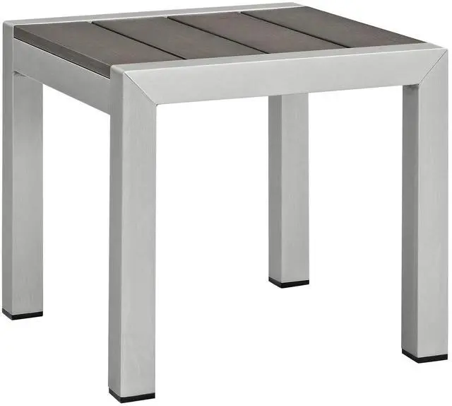 Alt view image 5 of 8 - Shore Outdoor Patio Aluminum Side Table - Silver Gray