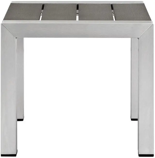 Alt view image 6 of 8 - Shore Outdoor Patio Aluminum Side Table - Silver Gray