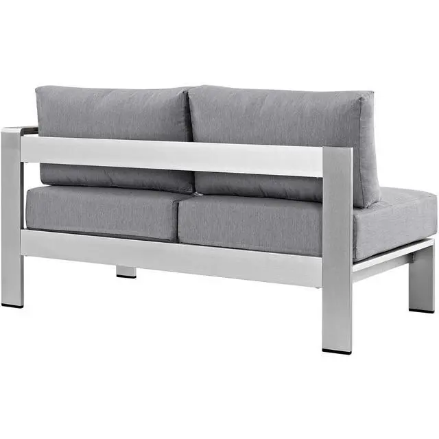 Alt view image 8 of 9 - Shore Right-Arm Corner Sectional Outdoor Patio Aluminum Loveseat - Silver Navy