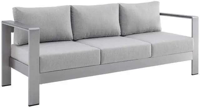 Alt view image 7 of 13 - Shore Sunbrella Fabric Aluminum Outdoor Patio Sofa Silver Navy