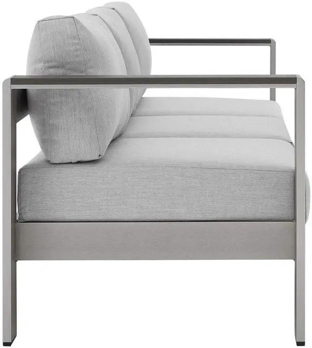 Alt view image 8 of 13 - Shore Sunbrella Fabric Aluminum Outdoor Patio Sofa Silver Navy