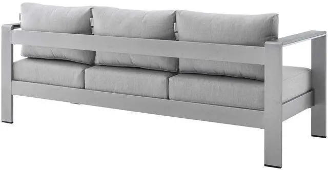 Alt view image 9 of 13 - Shore Sunbrella Fabric Aluminum Outdoor Patio Sofa Silver Navy