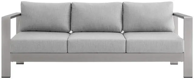 Alt view image 10 of 13 - Shore Sunbrella Fabric Aluminum Outdoor Patio Sofa Silver Navy