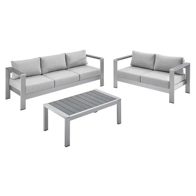 Main image of Shore 3 Piece Sunbrella Fabric Outdoor Patio Aluminum Set by Modway